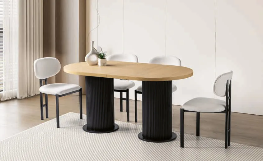 Bohem Açılır Masa 90x160 Klimt MDF – Milano Sandalyeli Takım
