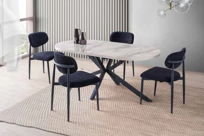 Bohem Sabit Masa 90x180 Venezia Highgloss – Liza Sandalyeli Takım