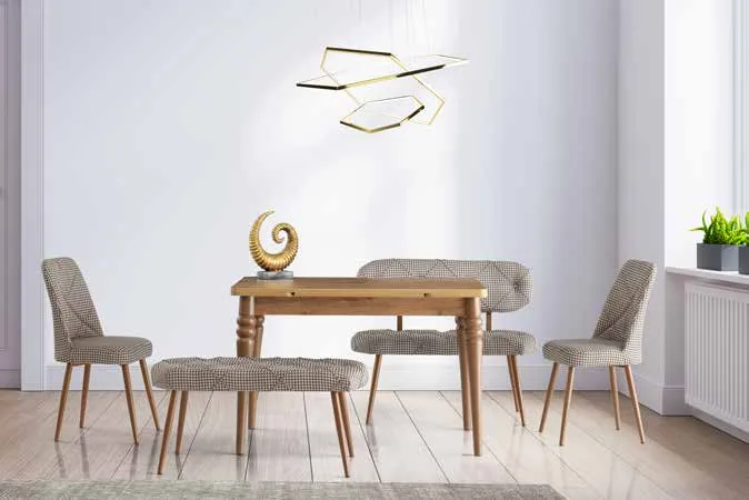 Capitone Bench Takımı Kahve kazayağı – Yakamoz Açılır Masa Antik Çam