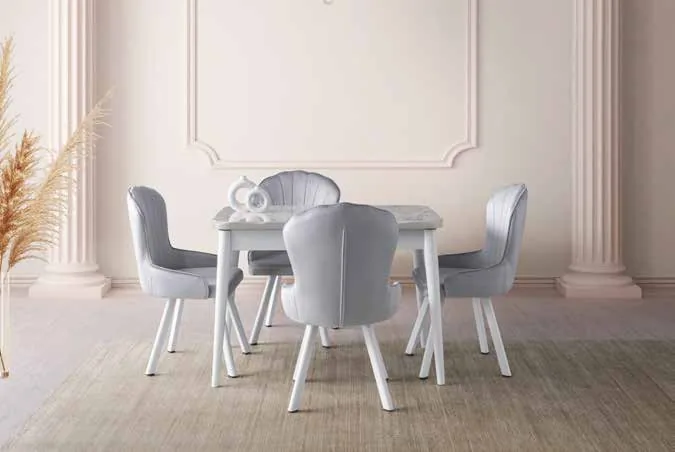 Kelebek Açılır Masa 80x130 Lagina Highgloss – Bakü Sandalyeli Takım