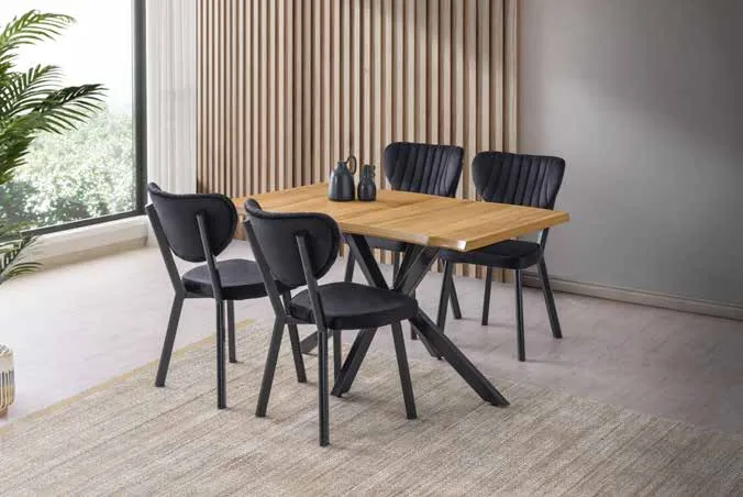 Kütük Masa 80x140 Leglano MDF – Elma Sandalyeli Takım