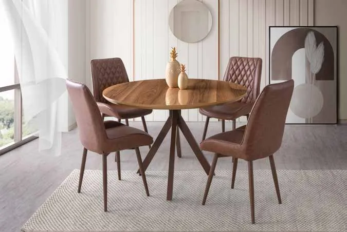 Nova Yandan Açılır Masa 70x120 Hazal Highgloss – Riva Sandalyeli Takım