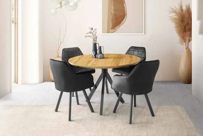 Nova Yandan Açılır Masa 70x120 Leglano MDF – Lincolin Sandalyeli Takım