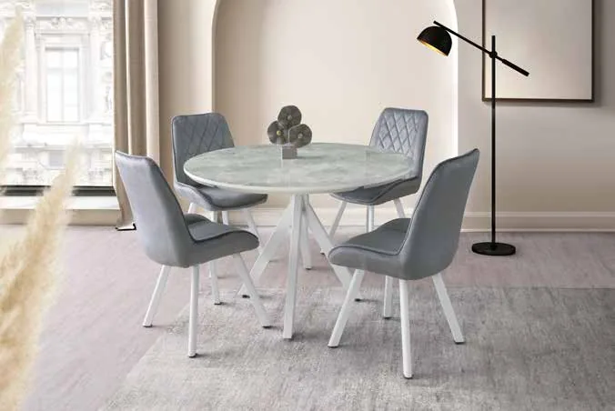 Nova Yandan Açılır Masa 70x120 Rambla Highgloss – Riva Sandalyeli Takım