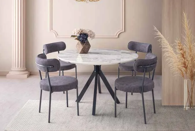 Nova Yandan Açılır Masa 70x120 Venezia Highgloss – Vera Sandalyeli Takım