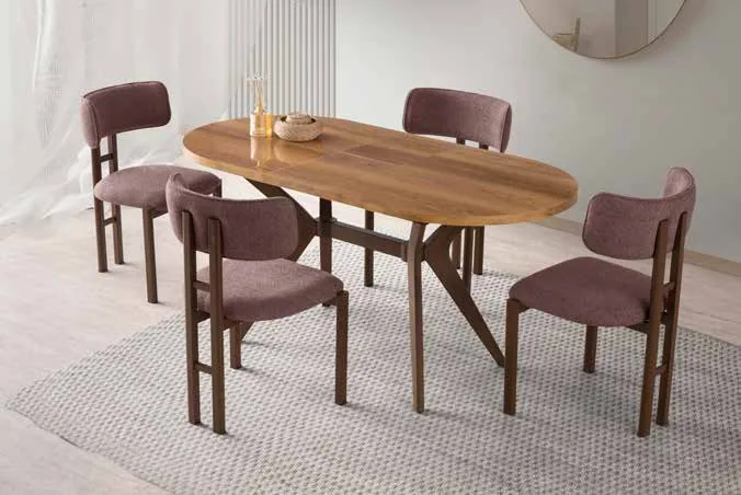 Star Açılır Masa 82x138 Hazal Highgloss – T Sandalyeli Takım