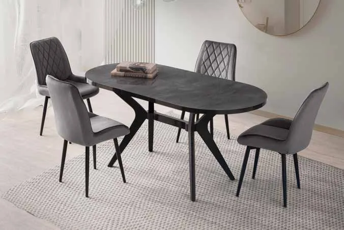 Star Açılır Masa 82x138 İrony Highgloss – Riva Sandalyeli Takım