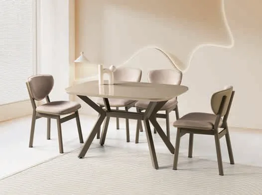 Valentino Açılır Masa 80x130 Cappucino Highgloss – Lion Sandalyeli Takım