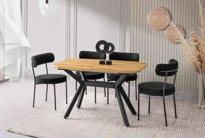 Valentino Açılır Masa 80x130 Leglano MDF – Vera Sandalyeli Takım