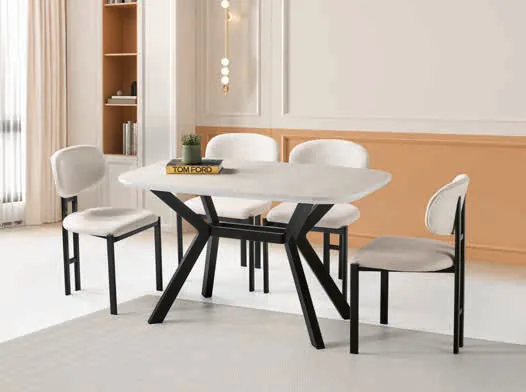 Valentino Açılır Masa 80x130 Monet MDF – Milano Sandalyeli Takım