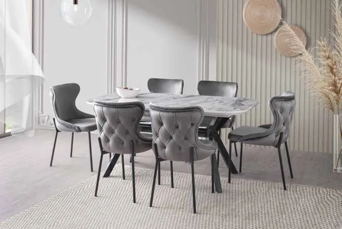 Valentino Açılır Masa 90x160 Venezia Highgloss – Kelebek Sandalyeli Takım
