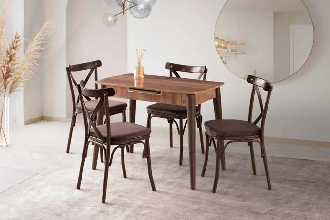 Venüs Açılır Masa 60x100 Hazal Highgloss – Bahar Sandalyeli Takım