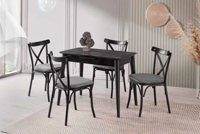 Venüs Açılır Masa 60x100 İrony Highgloss – Bahar Sandalyeli Takım